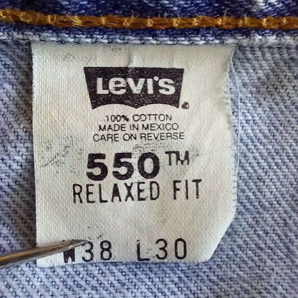Vintage Levis Size 38x30 550 Relaxed Straight Leg Jeans-Red Tab-1990s-Lt Wash - Picture 10 of 12